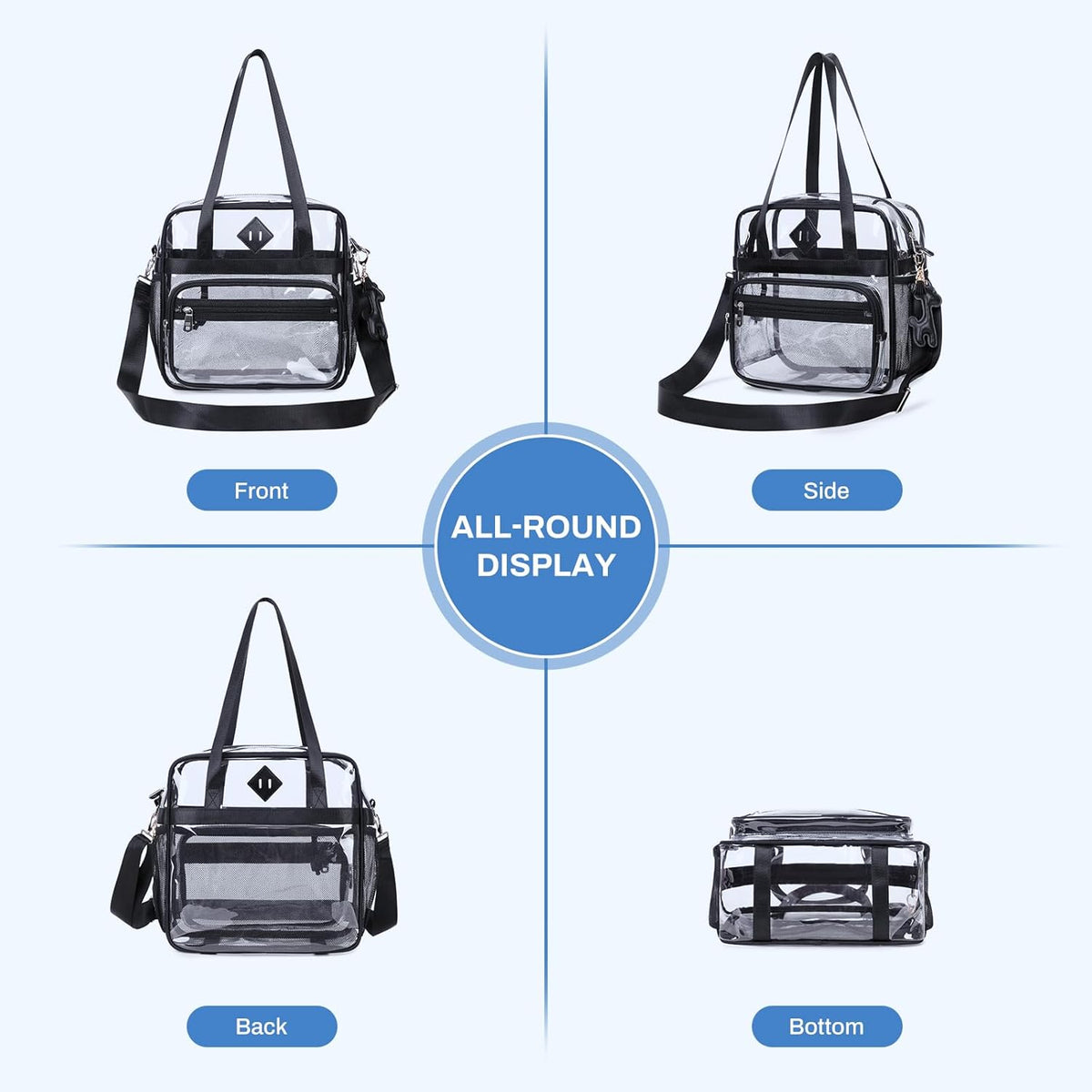 PIG PIG GIRL Clear Tote Bag - 12x6x12 See-Through Stadium Bag for Women | Stylish & Functional