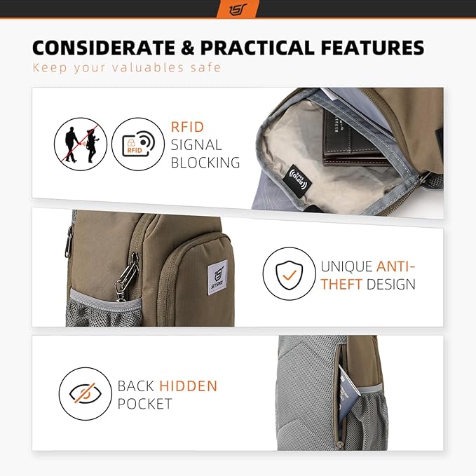 SKYSPER Sling Bag RFID Crossbody Sling Backpack Cross Body Shoulder Bag Travel