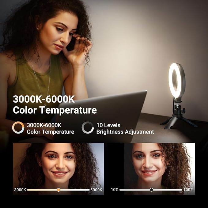NEEWER Basic 5" Ring Light for Video Conference Lighting, Clip on Light Kit