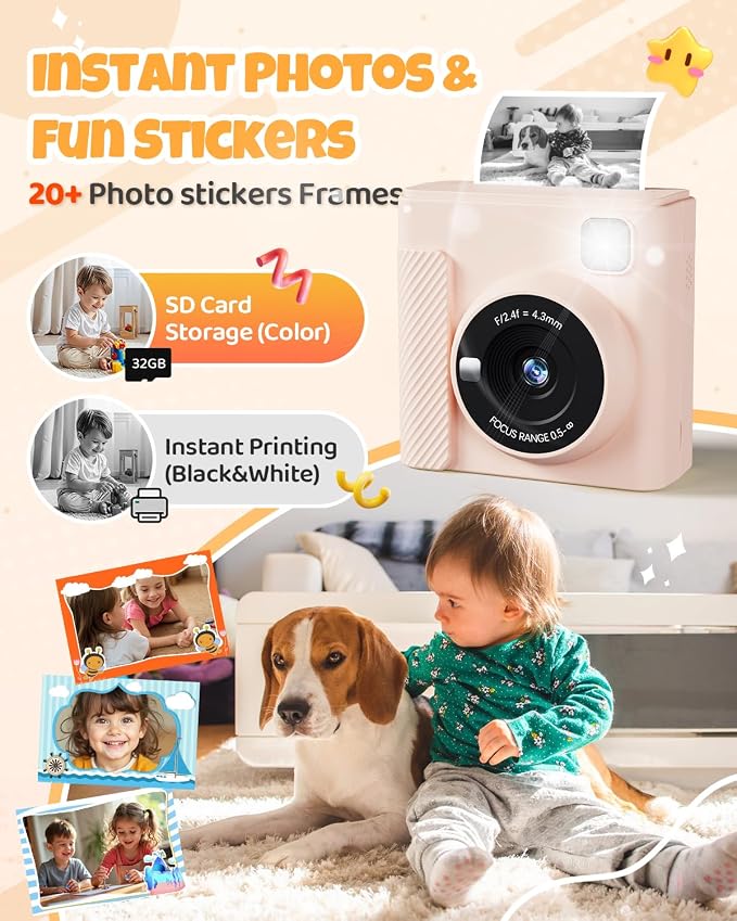 TIATUA Kids Instant Print Camera, Christmas Birthday Gifts