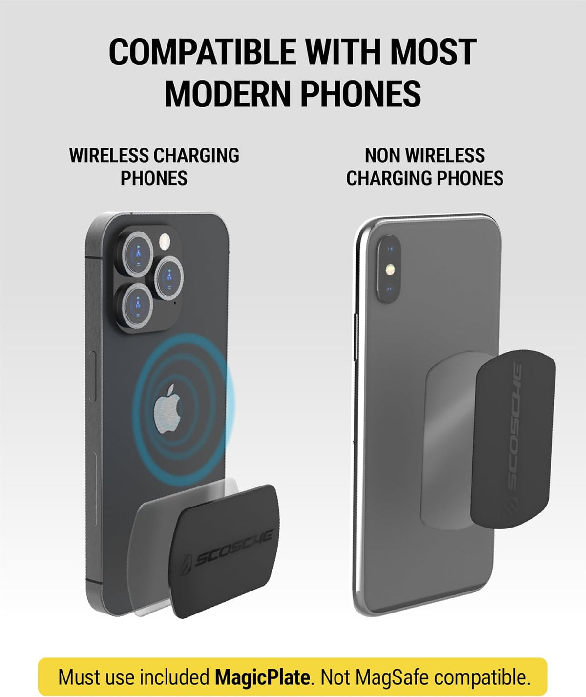 Scosche Magnetic Phone Holder for Car Dashboard with Extra Strong Magnet, Thick Metal Plate & 360° Rotation, Secure Cell Phone Car Mount for Large Phones Compatible with iPhone, Samsung, Not MagSafe