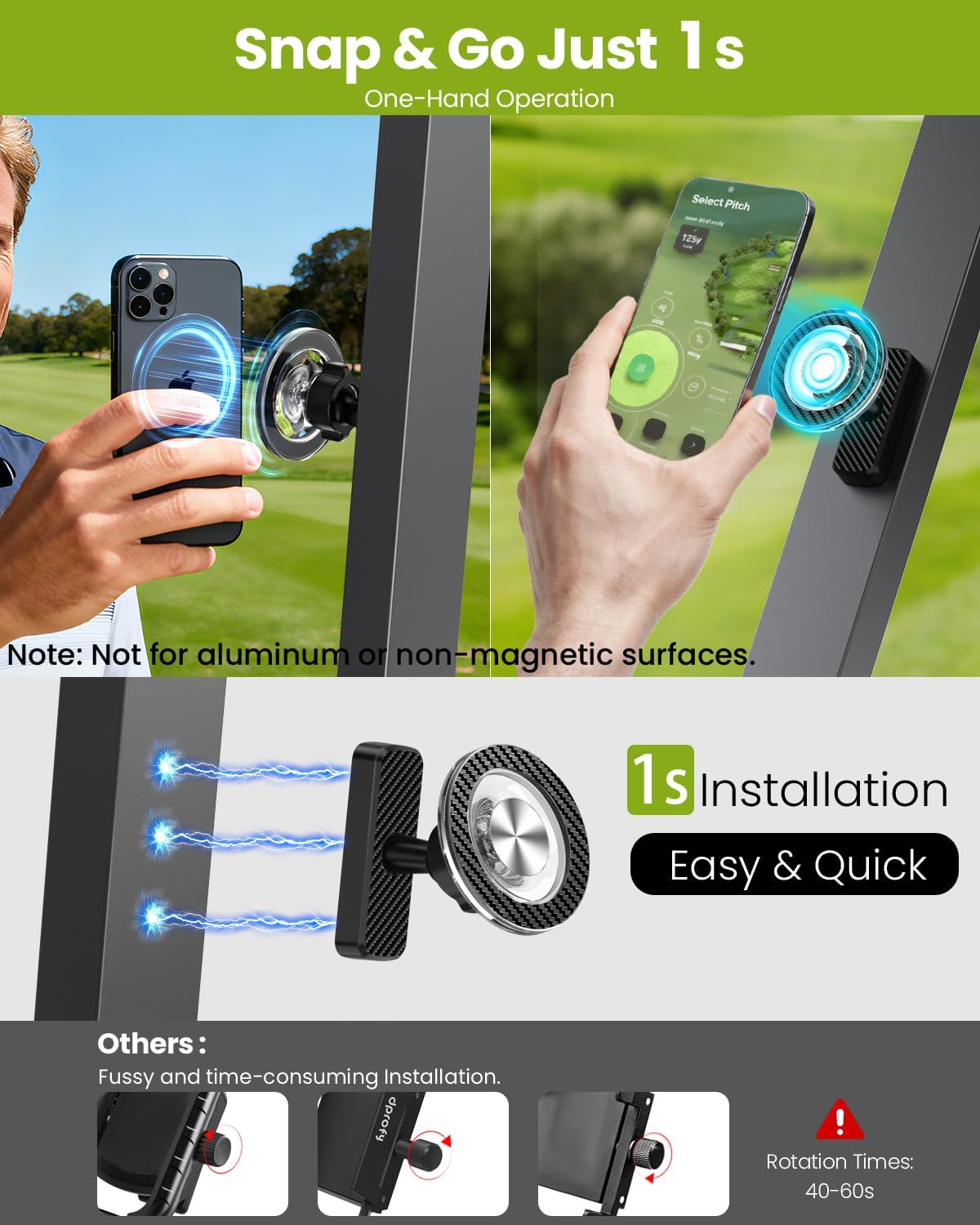 Magnetic Golf Cart Phone Holder, Golf Accessories for Men Golf Gifts Daddy