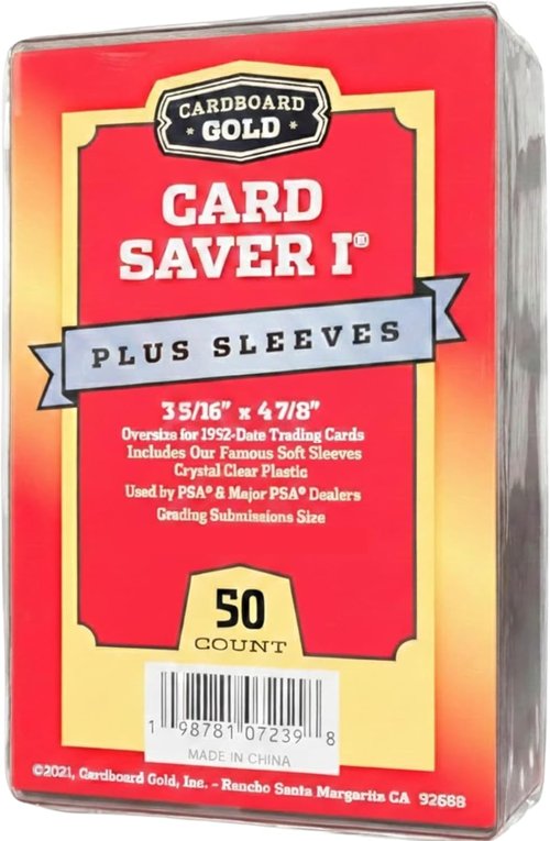 Cardboard Gold Card Saver 1 - 50 Count Semi-Rigid Trading Card Holders | PSA-Approved Protectors for Sports Cards