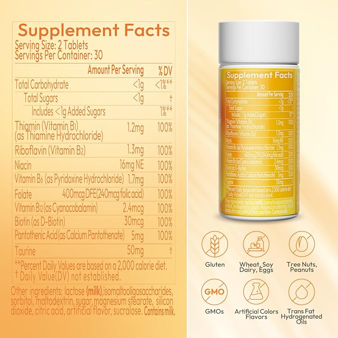 Super B Energy Complex with Taurine B12 Methylcobalamin and Folic Acid Methylated B Vitamins Supports Energy Metabolism & Nervous System Health - Vitamin B Complex for Men & Women - 180 Servings