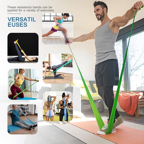 Lianjindun Resistance Bands Set - 5 Pcs Latex-Free Exercise Bands for Pilates, Yoga & Physical Therapy