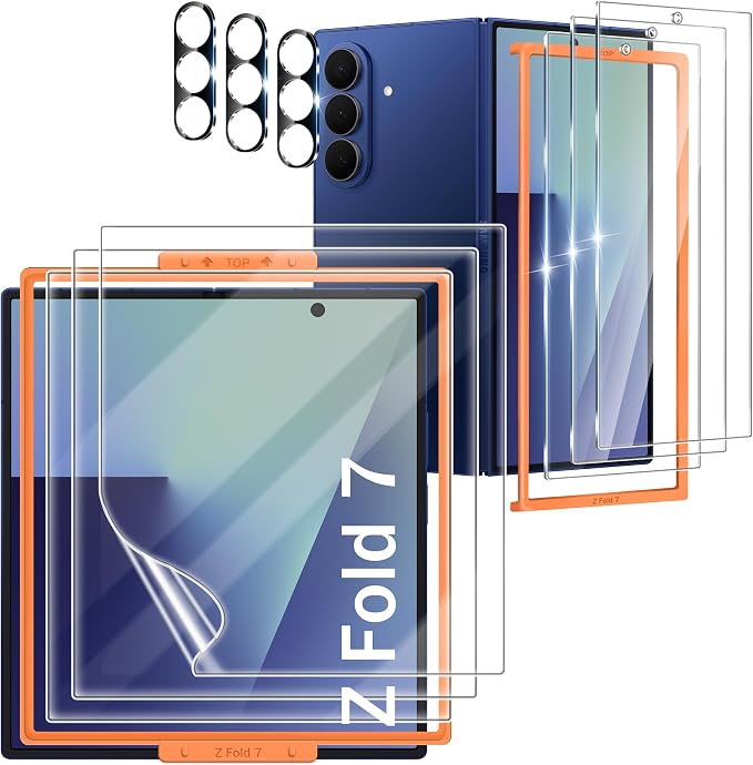 9 Pack for Samsung Galaxy Z Fold 7 Screen Protector, 3 Pac Inside Soft Film + 3