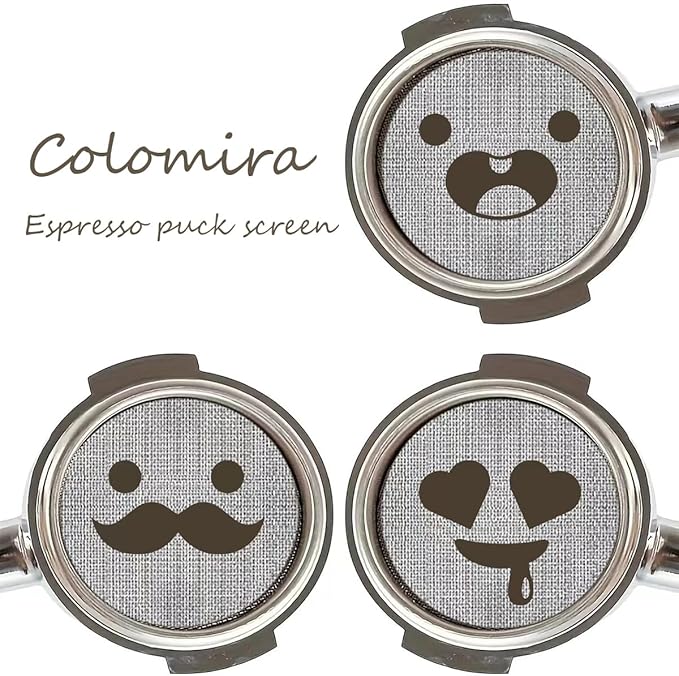 58.5mm Espresso Puck Screen, Lower Shower Screen, Metal Coffee Reusable Filter for 58mm Espresso Portafilter Basket, 1.7 Thickness(Happy)