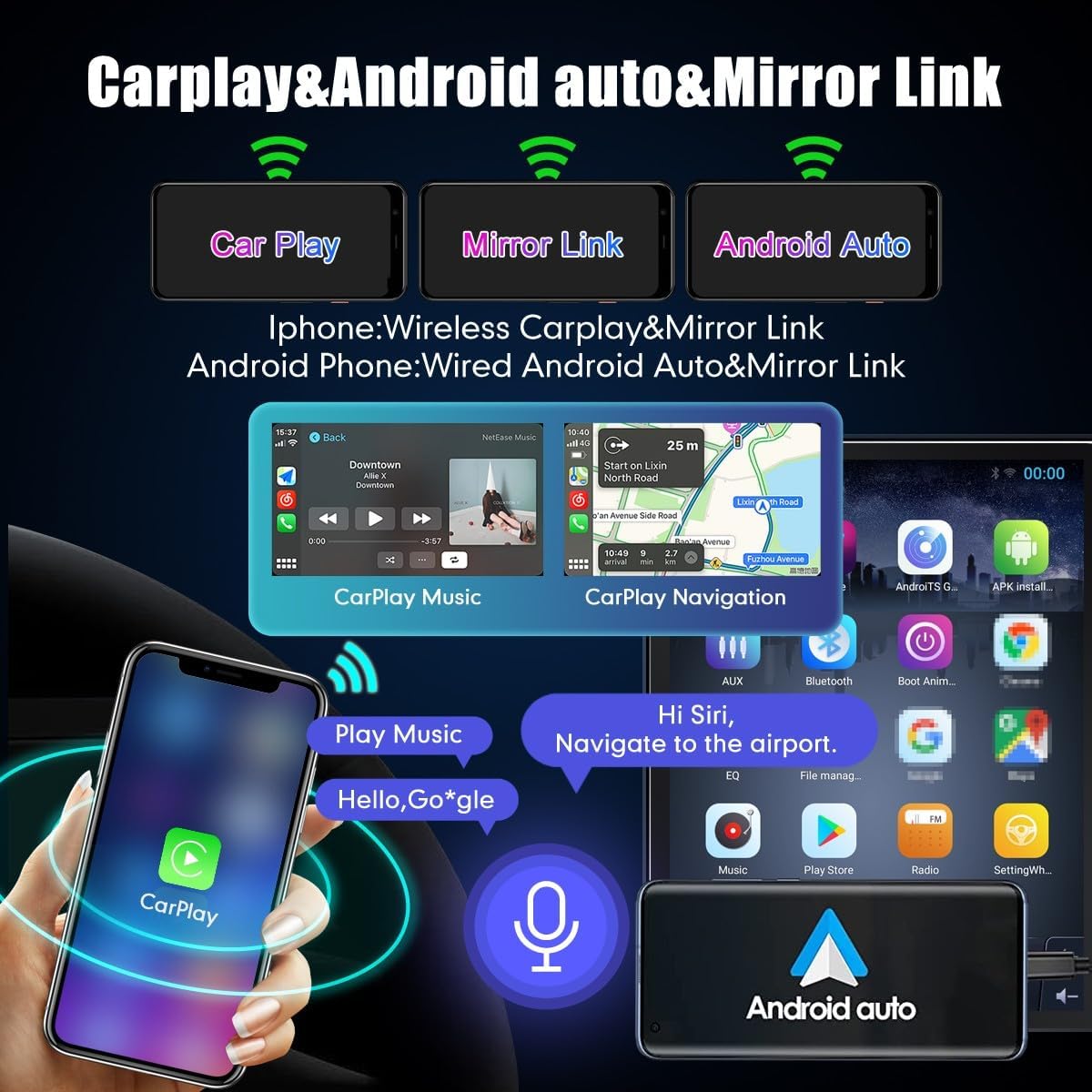 Kunfine Tesla Style Car CarPlay Android Auto Navigation Stereo GPS Radio Reverse Camera 9.7" IPS Touchscreen Headunit Tablet Media Player For Peugeot 301 2013-2022 if Applicable Octa Core 4G+64G Basic