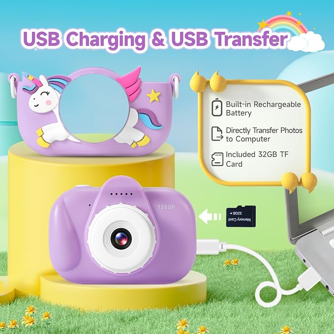 Kids Camera Toddler Toys for Girls Boys, YEEHAO 32MP Dual Lens Digital Camera