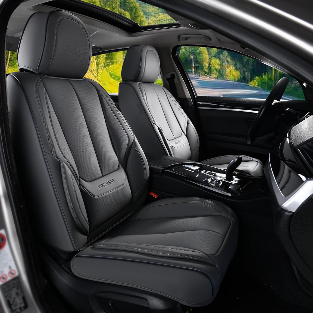 Coverado Car Seat Covers, Seat Covers for Cars, Waterproof Leather Auto Seat Protectors, Leather Car Seat Cushion, Car Interiors Accessories Universal Fit for Most Cars