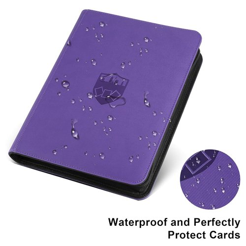 GERMUN Trading Card Binder - 16 Pocket Premium Album for 1000+ Cards | Double-Sided Purple Cover