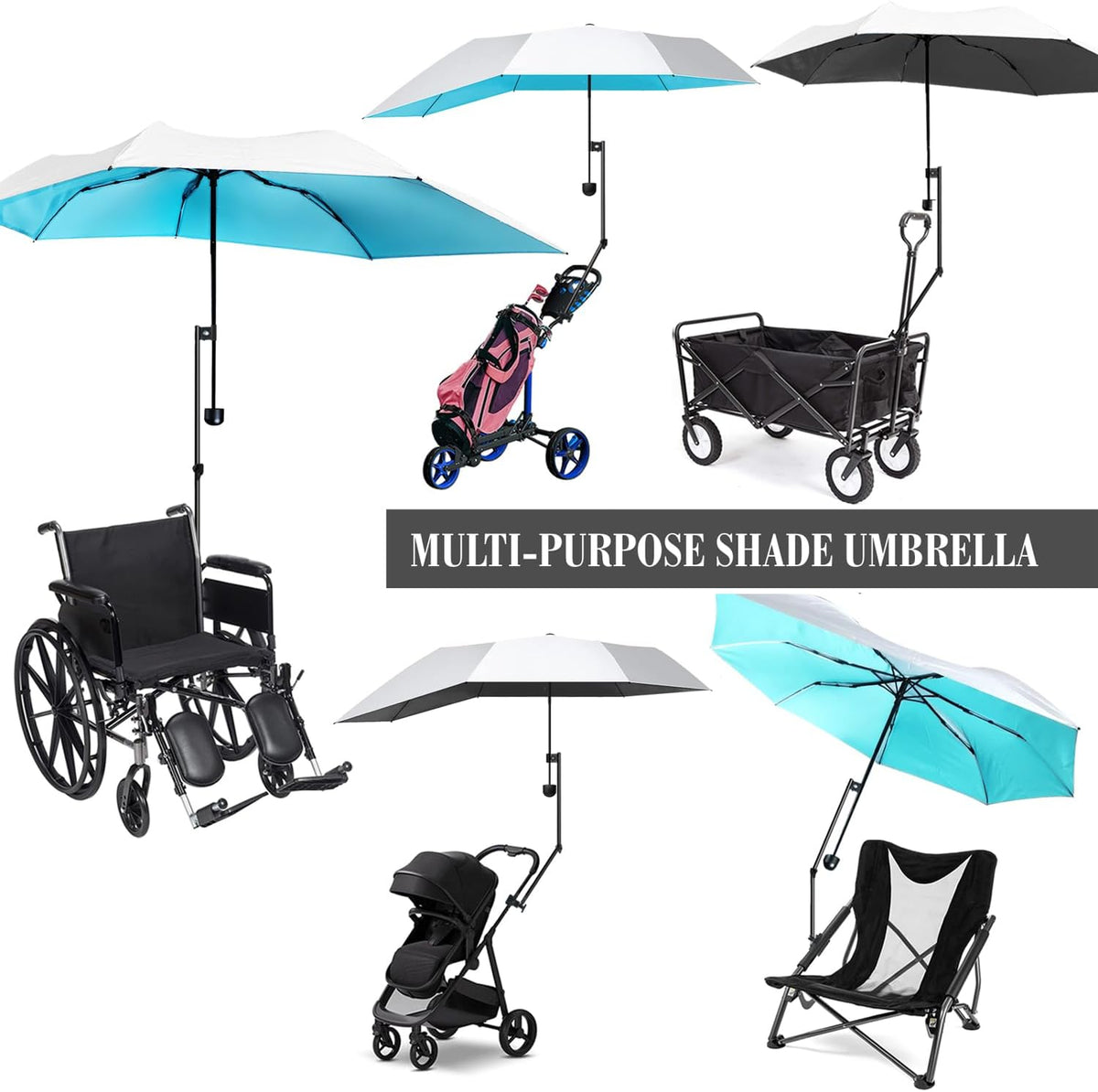 UPF 50+ Chair Umbrella by [Brand Name] - Portable Sun Shade with Secure Clamp & 360° Swivel for Ultimate Protection