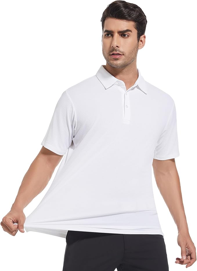 Alex Vando Mens Golf Shirt Moisture Wicking Quick-Dry Short Sleeve Casual Polo Shirts for Men