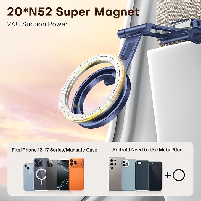 OMOTON TP02 360°Rotating for MagSafe Tripod Mount, Adjustable Aluminum Magnetic