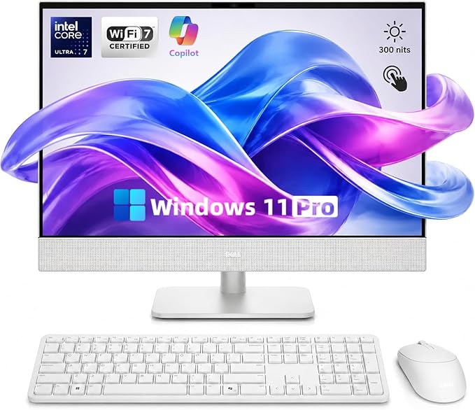 Dell 23.8" All-in-One Desktop Computer, FHD Touchscreen, Intel Core Ultra 7 Series 3 Processor, Copilot+ PC, 64GB DDR5 RAM, 4TB PCIe SSD, Wi-Fi 6E, Bluetooth 5.3, Windows 11 PRO, Wireless KB & Mouse