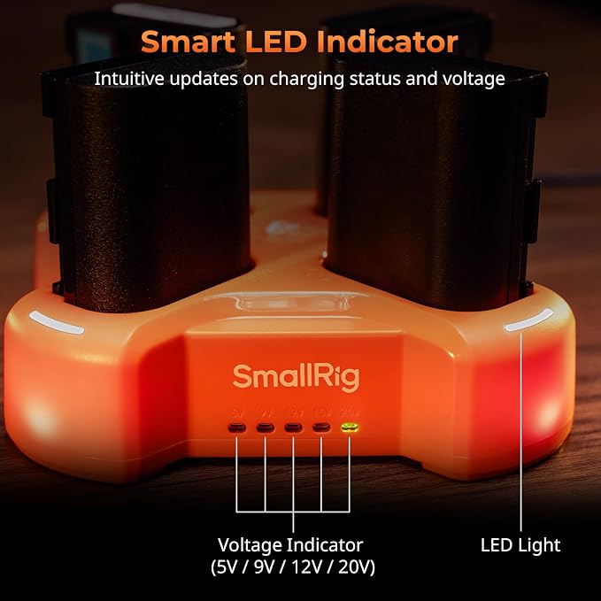 SmallRig 4-Slot Charger for Canon LP-E6NH Battery, PD 60W Fast Charge, LED