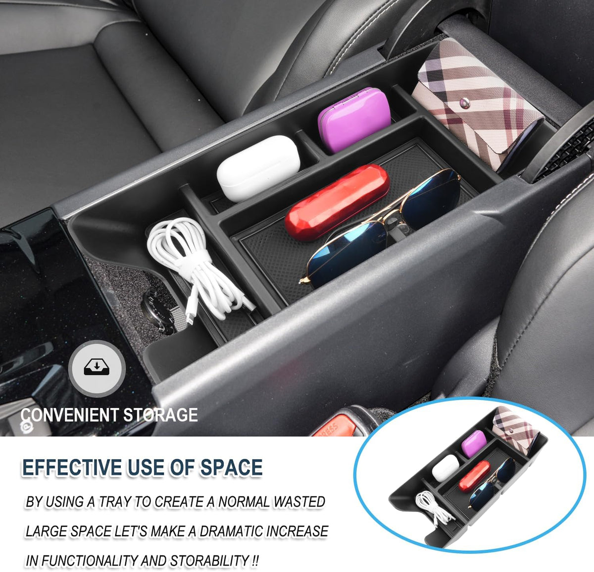 Ruiya 2026 Camry Center Console Organizer for 2026 Toyota Camry Accessories ABS Armrest Console Organizer Compatible with 2025 2026 Toyota Camry LE/SE/XLE/XSE/TRD