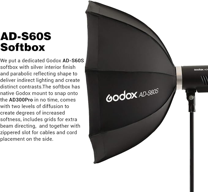 Godox AD300 Pro Strobe Light Photography Lighting Kit, 2.4G TTL 1/8000s HSS