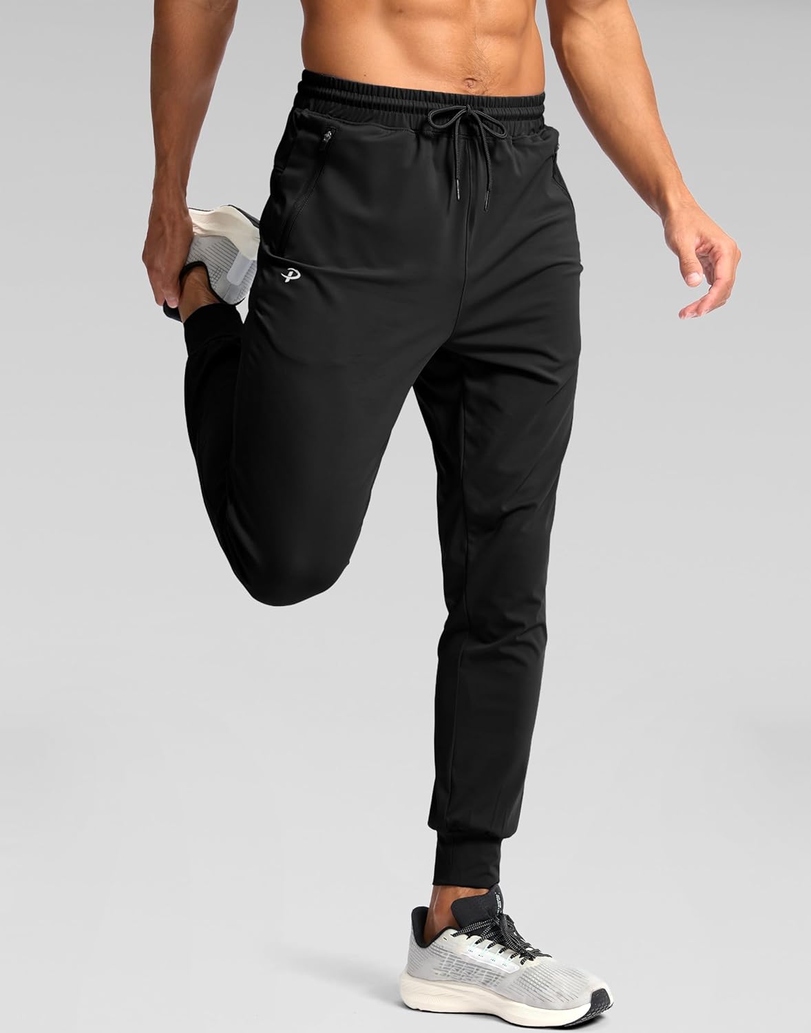 Pudolla Men's Lightweight Jogger Pants - 4-Way Stretch Athletic Sweatpants with Pockets
