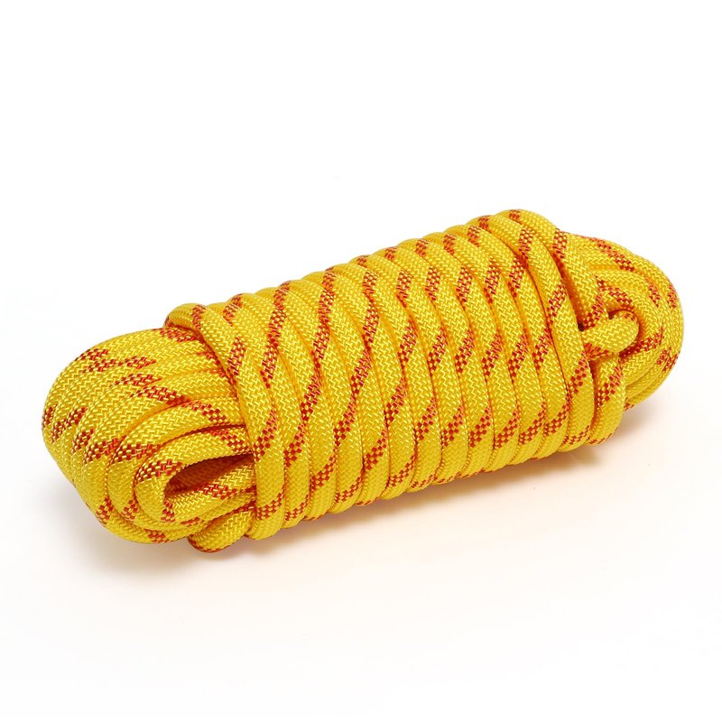 XINSHUNCAN Arborist Rope, 1/2 Inch x 50 Feet Double Braided Climbing Rope Polyester for Outdoor, Climbing, Hiking, Swing, Tree Work, Halyard, Sailing（Yellow）