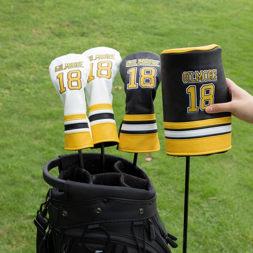 Golf Club Head Covers Funny Driver Headcover - Elegant Embroidery Premium Leather Gilmore Barrel Head Covers for Golf Clubs