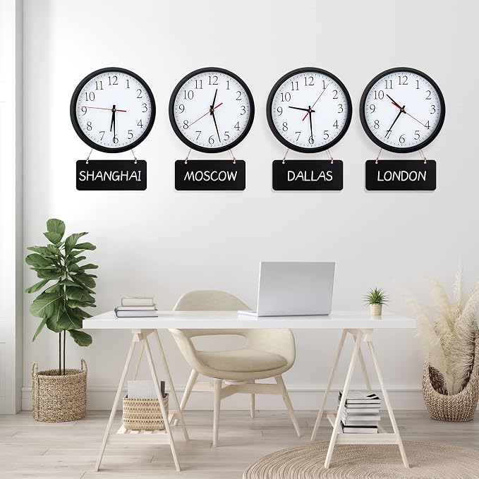 Silent Wall Clocks with Chalkboards and Marker, Battery Operated Round Multi