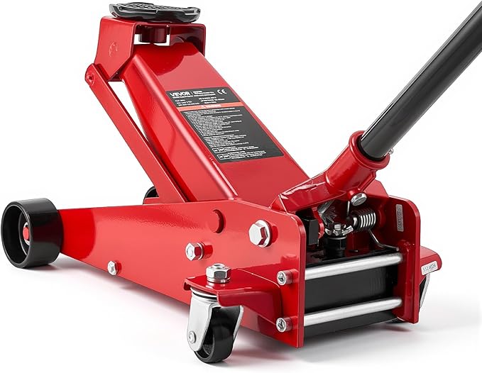 VEVOR 3 Ton Low Profile Floor Jack, Steel Racing Floor Jacks with Single Piston Quick Lift Pump, Hydraulic Trolley Car Jack for Sport Utility Vehicle, SUVs, Pickups, Lifting Range 5.1"-19.7"