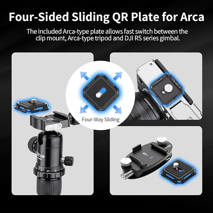 Nitze Camera Clip with Arca-Type Plate, Metal Capture Clip with Magnetic