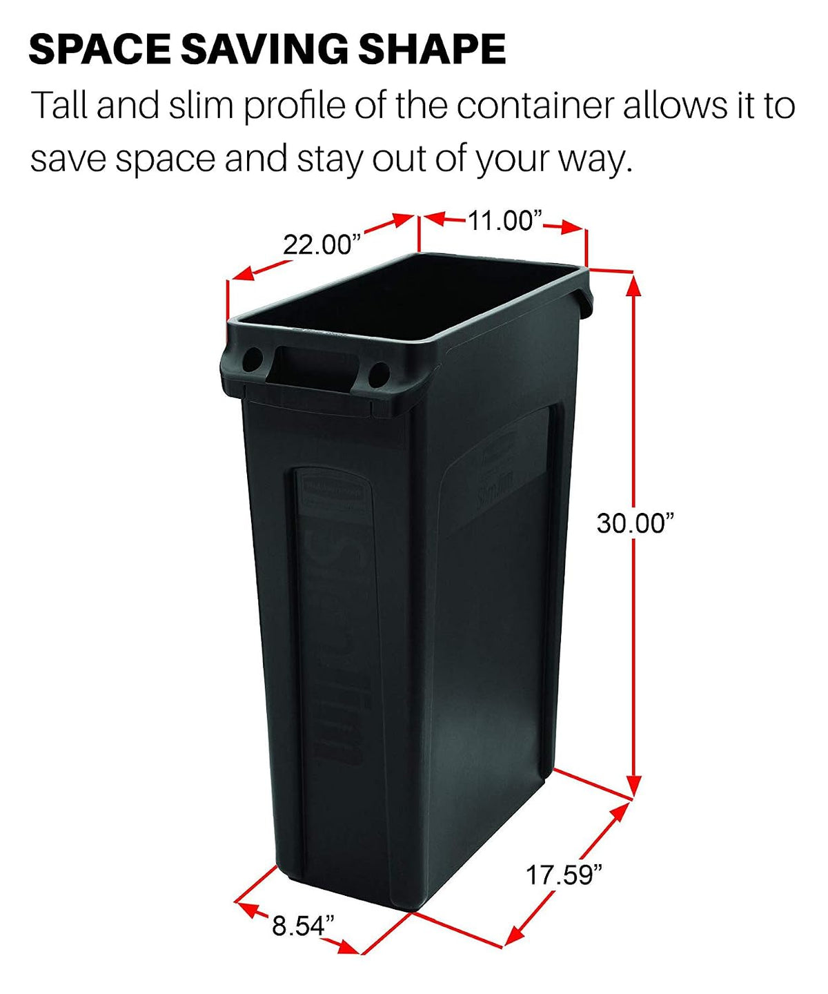 Rubbermaid Commercial Products Slim Jim Trash/Garbage Can with Venting Channels, 23-Gallon, Blue, for Kitchen/Office/Workspace, Pack of 4
