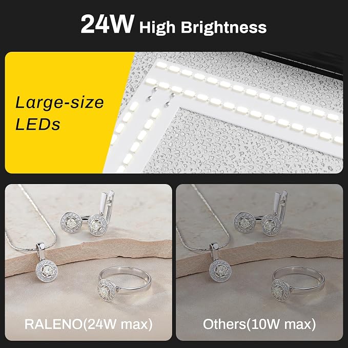 RALENO 16"x12" Photo Light Box Photography, 24W Foldable Photo Studio Light Box