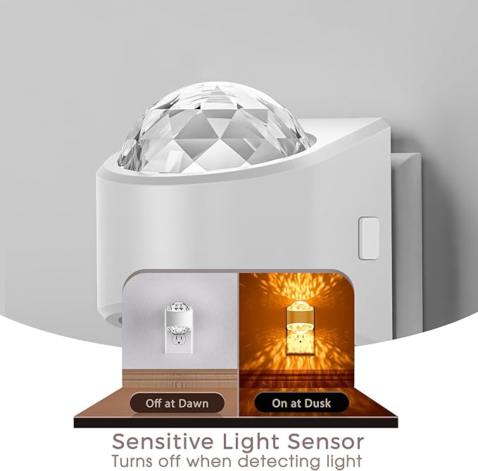 Briignite Night Light Plug into Wall, Color Changing Night Light for Kids, 3CCT Diamond Design Projector Nightlight, Dusk to Dawn Sensor for Nursery Bathroom Bedroom Gaming Room Decor Gift, 2 Pack