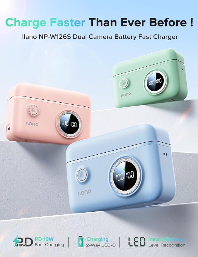 llano 2-Pack NP-W126S Batteries and Fast Charger