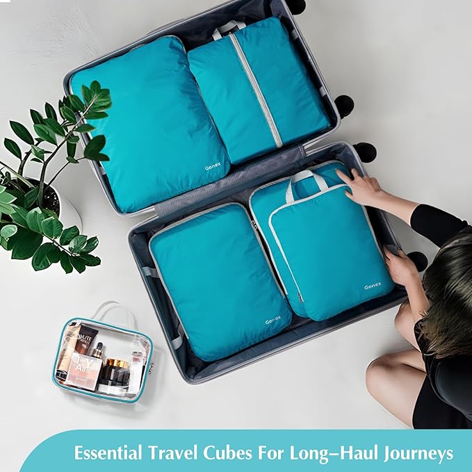 Gonex Compression Packing Cubes, 3pcs/4pcs Expandable Storage Travel Luggage Bags Organizers