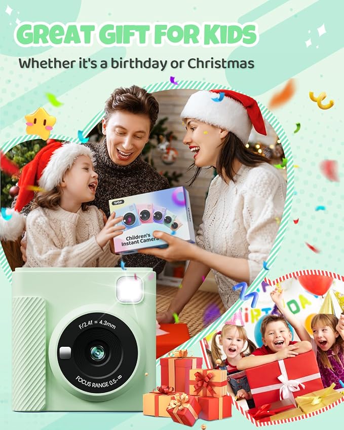 TIATUA Kids Instant Print Camera, Christmas Birthday Gifts
