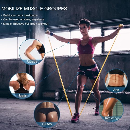 Lianjindun Resistance Bands Set - 5 Pcs Latex-Free Exercise Bands for Pilates, Yoga & Physical Therapy
