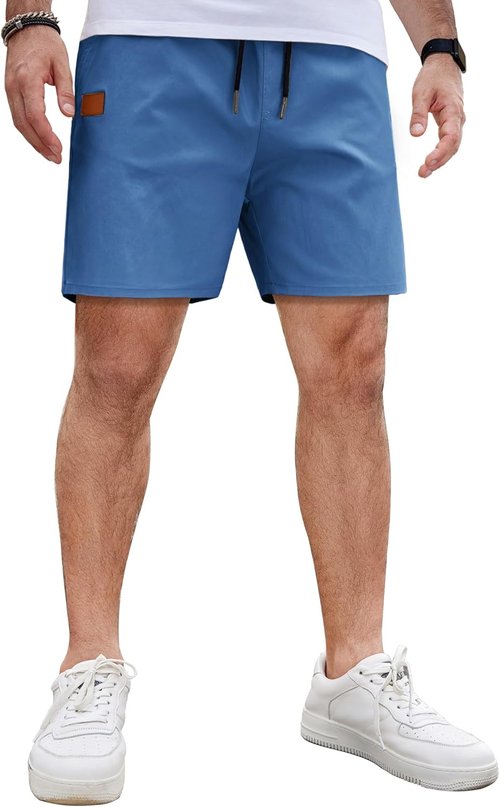 COOFANDY Men's Casual Cotton Shorts - Lightweight 5-Inch Drawstring Beach & Golf Shorts