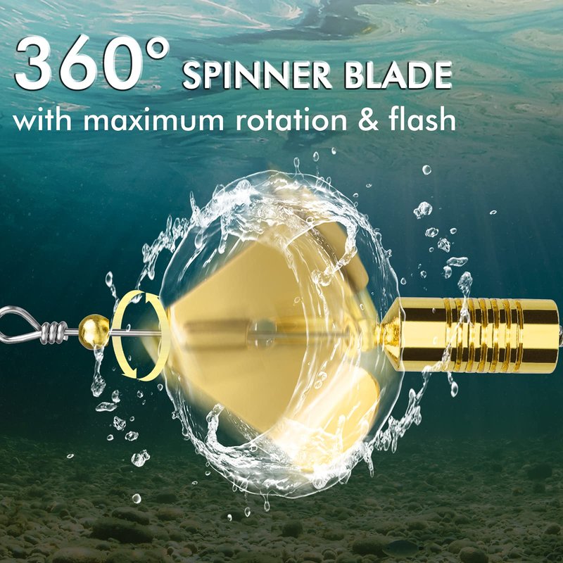 TRUSCEND Well-Made Rooster Tail Buzzbait Fishing Lures with Flash Copper Body and Blade, Spinning Spoons System Fishing Spinners for Jigging, Freshwater Crappie Jigs, Buzz Bait for Bass Trout Walleye