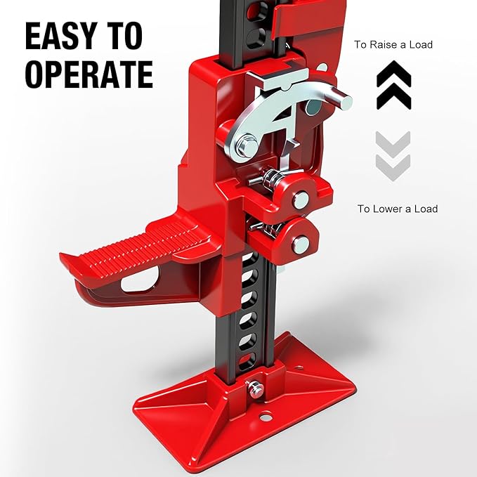 Big RED Torin 48" Ratcheting Off Road Utility Farm Jack, 3 Ton (6,000 lb) Capacity, Red