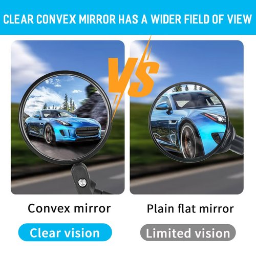 HIFROM Bike Mirror,Bicycle Rear View Mirror, Bike Bar End Mirror, HD Convex and 360 Degrees Rotatable Safe Rearview Bicycle Mirror Pack of 2