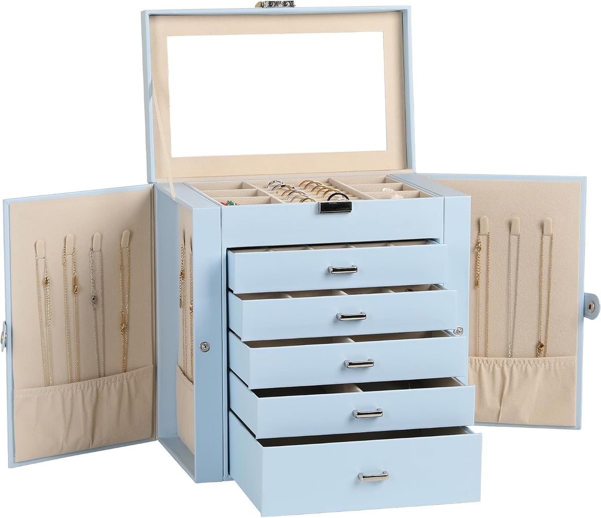 Frebeauty 6-Layer Jewelry Box for Women,Large Jewelry Organizer with Drawer
