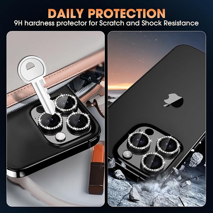 for iPhone 16 Pro/16 Pro Max Camera Lens Protector Bling Individual Metal