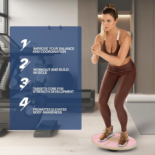 MADOG Wooden Wobble Balance Board - Anti-Skid Sandpaper Core Trainer for Adults | 15.5" Home Gym Stability