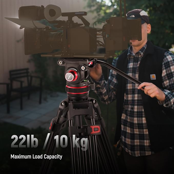 NEEWER 74" Video Tripod with Adjustable Damping Fluid Head, Metal Heavy Duty