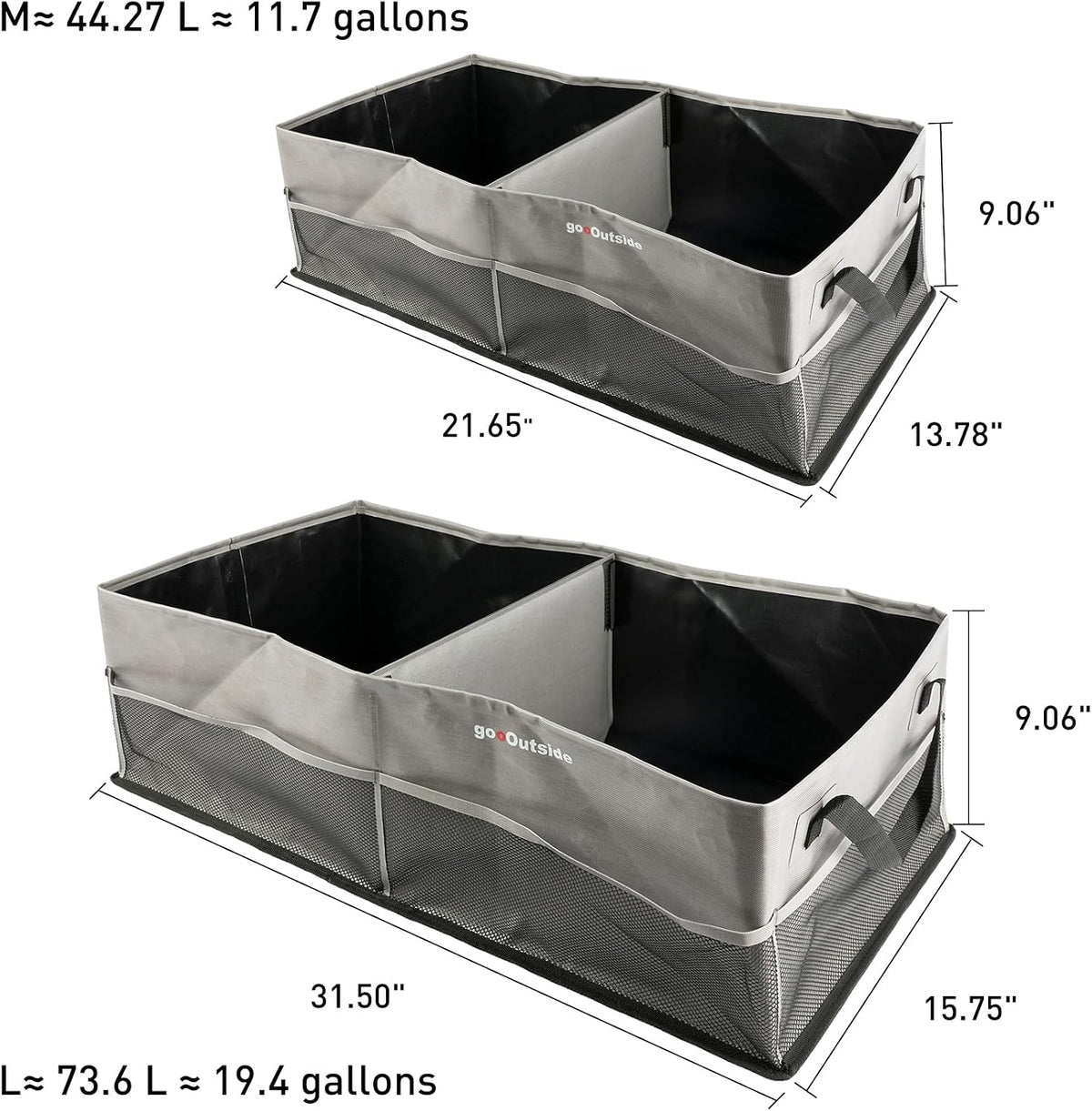 HiMagics Collapsible Waterproof Car Trunk Organizer, Soft PVC Storage Bin with Rugged PVC-Coated Fabric for SUV & Truck (Stone Gray, PLUS)