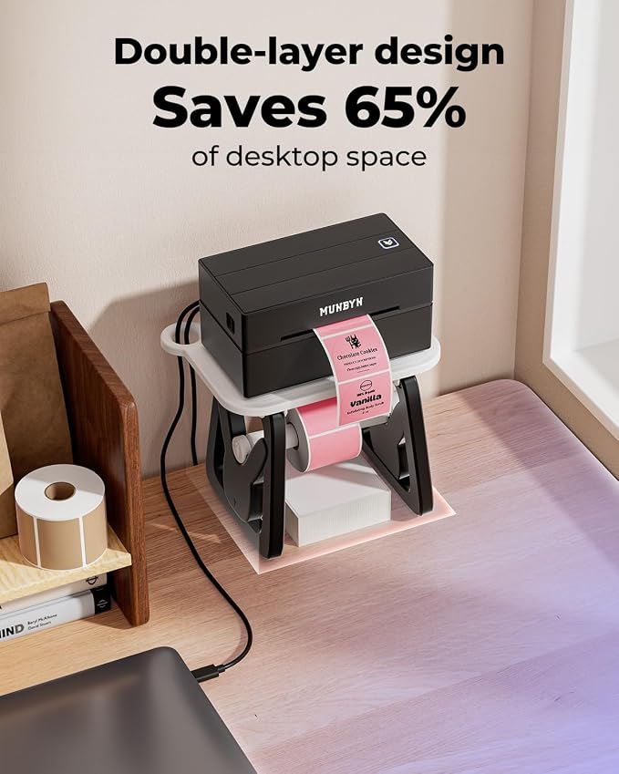 MUNBYN Thermal Label Holder for Rolls and Fanfold Labels, Label Roll Holder for