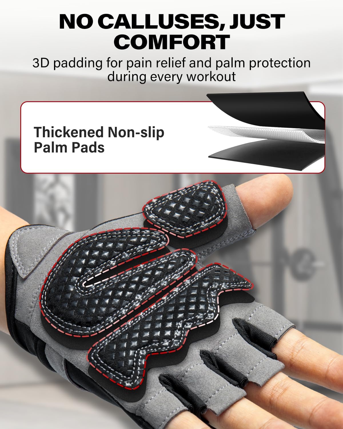 VINSGUIR Workout Gloves - Lightweight Weight Lifting Gloves with Excellent Grip for Fitness & Climbing | Unisex