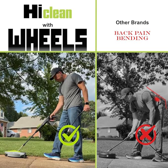 Hiclean 15" Pressure Washer Surface Cleaner with Wheels 3400 PSI Max, Surface Cleaner for Power Washer Attachment for Concrete, Patio, Sidewalk, and Driveways