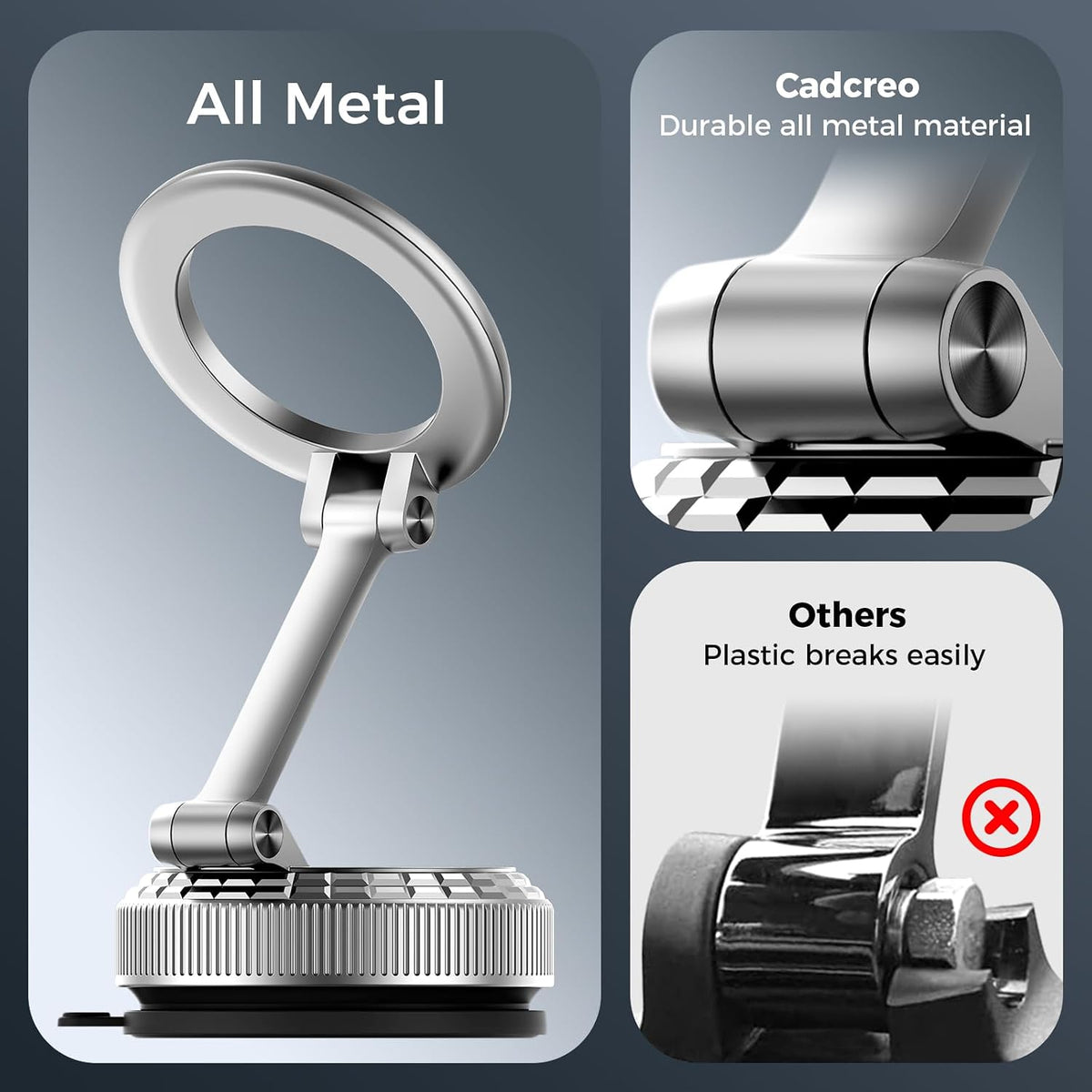 Metal Magnetic Car Phone Holder for Magsafe Phone, Silver