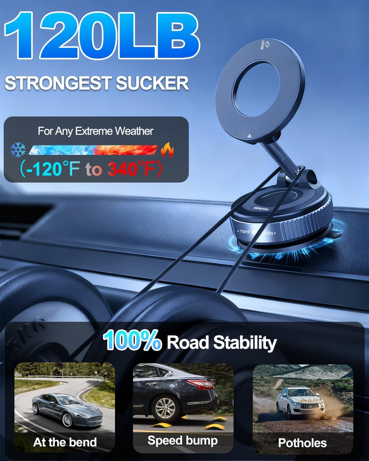 for MagSafe Car Mount, Vacuum Magnetic Car Phone Holder Stand for Your Car
