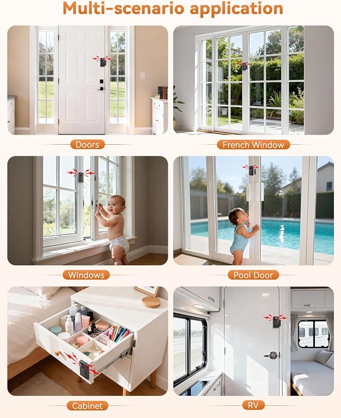 WSDCAM 110dB Door Alarm with Remote, Wireless Anti-Theft When Opened, Door